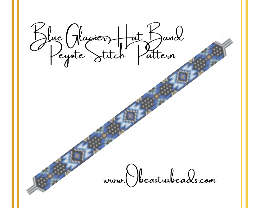 Blue Glacier Peyote Stitch Hat Band - Pattern