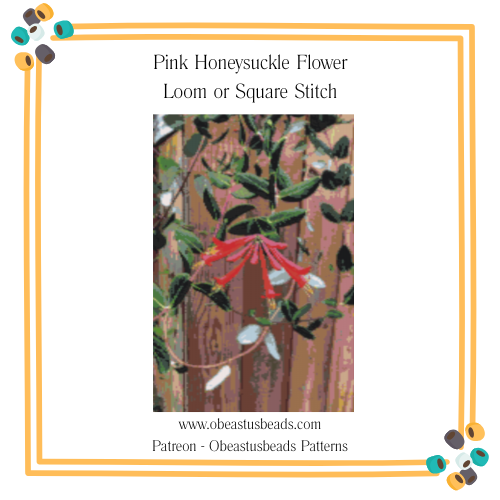 Pink Honeysuckle Flowers - Loom or Square Stitch